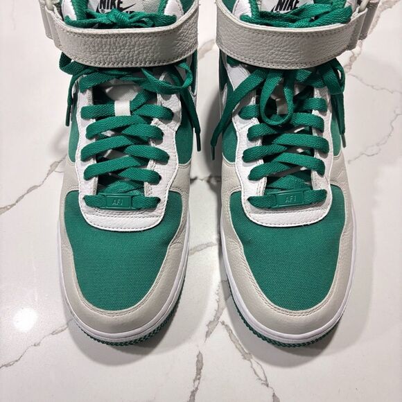 Nike Air Force 1 Mid By You Green Leather Canvas Sneakers 9 Athletic DV3903 900 - Picture 5 of 13